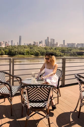King Home Cafe Azure Alumínium Kerti Szék Fehér-Fekete Mintás