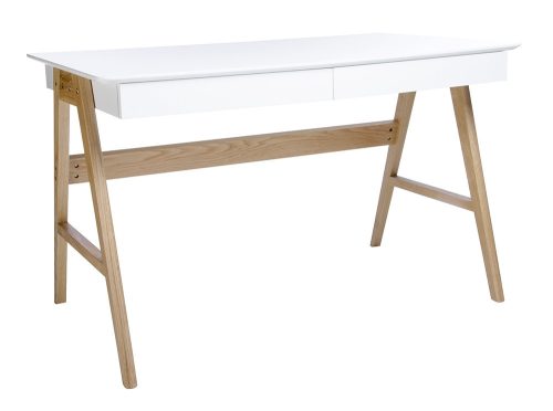 King Home Riva Scandic Íróasztal MDF Fehér Tölgyfa Lábakkal