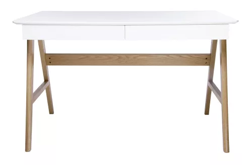 King Home Riva Scandic Íróasztal MDF Fehér Tölgyfa Lábakkal
