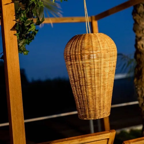 New Garden Saona 50 Akkumulátoros Függőlámpa Természetes Fonott