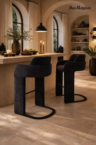 MaMaison BORA Modern Bárszék Fekete Kárpittal