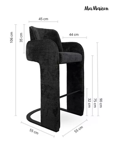 MaMaison BORA Modern Bárszék Fekete Kárpittal