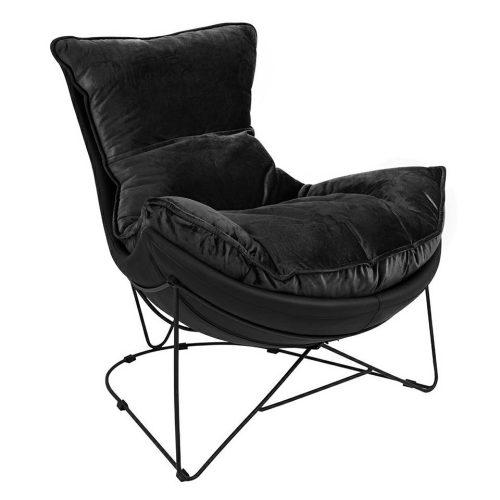 King Home Otilia Stand Velvet Fotel Fekete