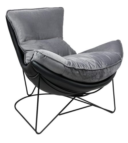 King Home Otilia Stand Fotel Bársony Sötétszürke Modern