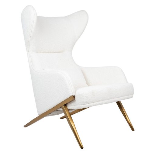 King Home Hampton Teddy Fotel Fehér Plüss Arany Lábakkal