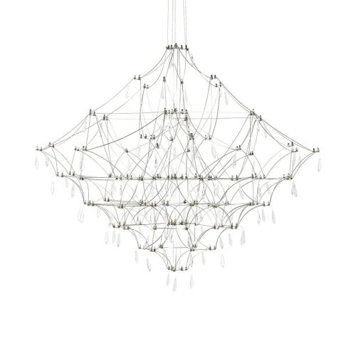 King Home Constellation 100 LED Függőlámpa Szálcsiszolt Acél Kristály