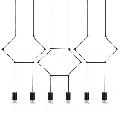 King Home Flusso Line 6 Geometrikus Függőlámpa Fekete