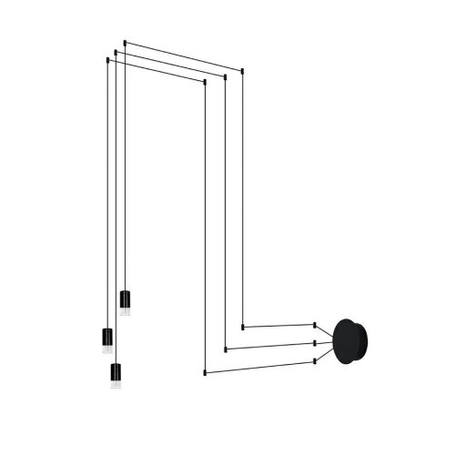 King Home Flusso Wall 3 LED Fali Lámpa Szatén Üveg Fekete Modern