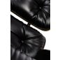 King Home Lounge Soft Premium Széles Fotel Lábtartóval Fekete Dió Valódi Bőr