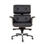 King Home Lounge Business Prémium Irodai Szék Rózsafa Valódi Bőr Fekete