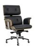 King Home Lounge Business Prémium Irodai Szék Diófa Valódi Bőr Fekete