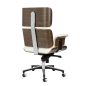 King Home Lounge Business Prémium Irodai Szék Fehér Olasz Bőr Dió Furnér