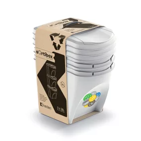   Sortibox 3 Darabos Szelektív Hulladékgyűjtő Rendszer Szett 3x25l Lapos Kőszürke