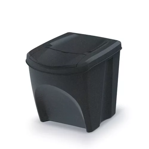 Sortibox 3 Darabos Szelektív Hulladékgyűjtő Rendszer Szett 3x25l Lapos Fekete
