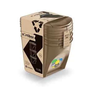   Sortibox ECO Wood 3 Darabos Szelektív Hulladékgyűjtő Rendszer 3x25l Natúr-Eco