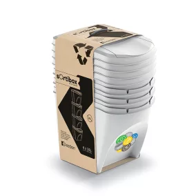   Sortibox 4 Darabos Szelektív Hulladékgyűjtő Rendszer Szett 4x25l Szürke