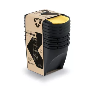   Sortibox 4 Darabos Szelektív Hulladékgyűjtő Rendszer Szett 4x25l Fekete