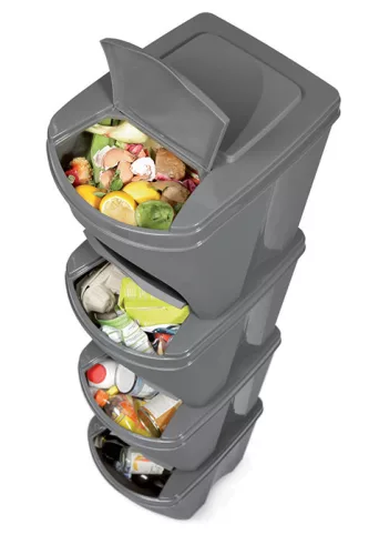 Sortibox 4 Darabos Szelektív Hulladékgyűjtő Rendszer Szett 4x25l Fekete