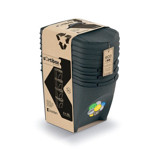 Sortibox 4 Darabos Szelektív Hulladékgyűjtő Rendszer Szett 4x25l Antracit