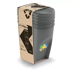   Sortibox 3 Darabos Szelektív Hulladékgyűjtő Rendszer Szett 3x35l Kőszürke