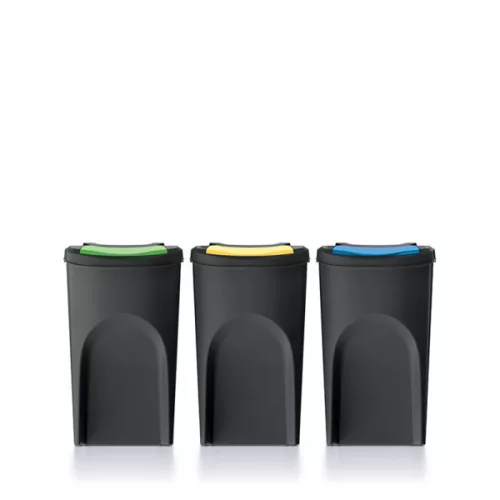 Sortibox 3 Darabos Szelektív Hulladékgyűjtő Rendszer Szett 3x35l Kőszürke