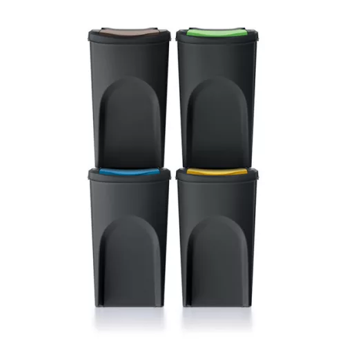 Sortibox 4 Darabos Szelektív Hulladékgyűjtő Rendszer Szett 4x35l Kőszürke