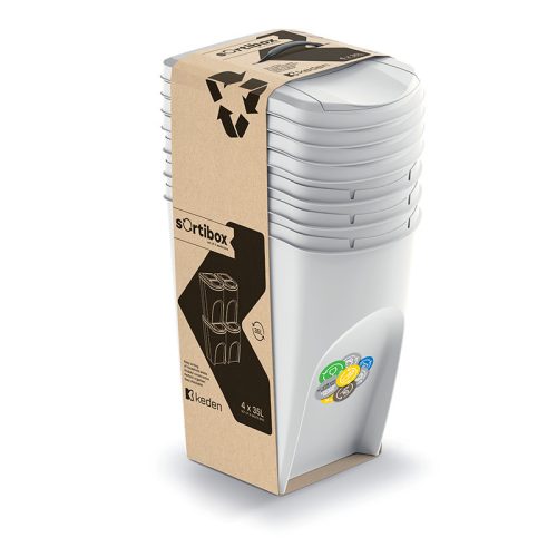 Sortibox 4 Darabos Szelektív Hulladékgyűjtő Rendszer Szett 4x35l Szürke