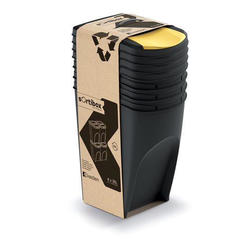 Sortibox 4 Darabos Szelektív Hulladékgyűjtő Rendszer Szett 4x35l Fekete