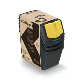   Sortibox 3 Darabos Szelektív Hulladékgyűjtő Rendszer Szett 3x20l Fekete
