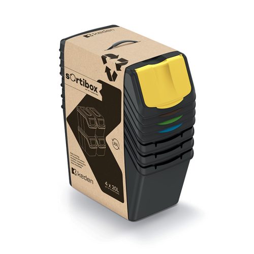 Sortibox 4 Darabos Szelektív Hulladékgyűjtő Rendszer Szett 4x20l Fekete