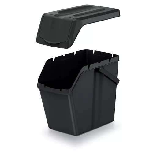 Sortibox 3 Darabos Szelektív Hulladékgyűjtő Rendszer Szett Döntött 3x25l Szürke