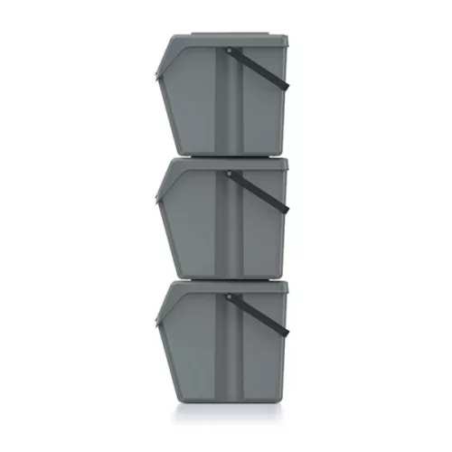 Sortibox 3 Darabos Szelektív Hulladékgyűjtő Rendszer Szett Döntött 3x25l Fekete