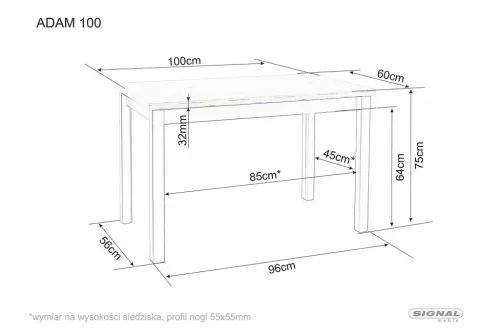 Adam Étkezőasztal MDF Laminált Fehér Matt 100