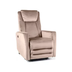   Adonis Velvet Elektromos Relax Fotel Bársony Sötét Bézs USB Töltővel
