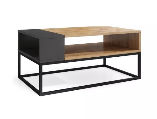 Afra Artisan Laminált Dohányzóasztal Tölgy-Antracit Fém Vázzal