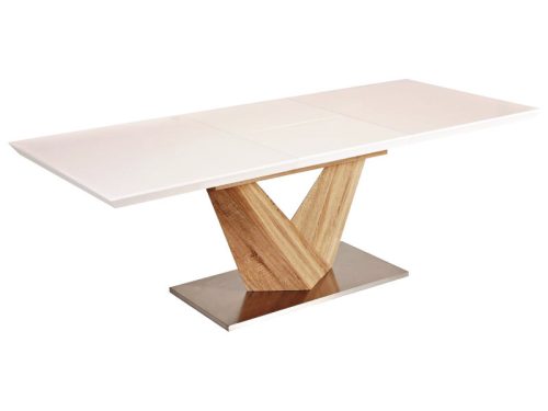 Alaras Modern Bővíthető MDF Étkezőasztal Fehér-Sonoma Tölgy