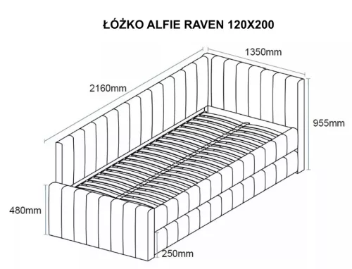 Alfie Raven kárpitozott ágy kihúzható vendégággyal Raven szövet sötét bézs
