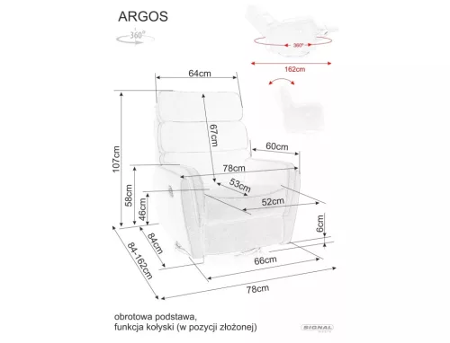 Argos Raven Relax Kinyitható Hintafotel Sötétbézs
