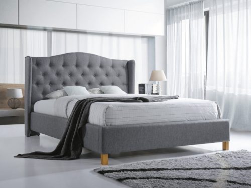 Aspen Elegance Szürke Kárpitozott Franciaágy Tűzött Fejtámlával ASPEN140SZD