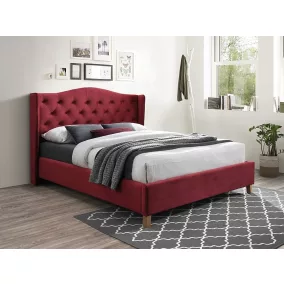   Aspen Velvet Elegance Bordó Bársony Franciaágy Steppelt Fejtámlával