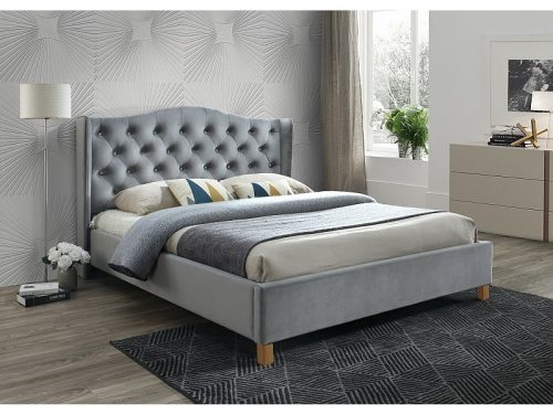 Aspen Velvet Luxus Bársony Franciaágy Szürke Steppelt Fejvéggel ASPENV180SZD