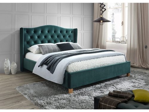 Aspen Velvet Luxus Bársony Franciaágy Zöld Steppelt Fejvéggel ASPENV180ZD