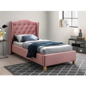   Aspen Velvet Elegáns Bársony Egyszemélyes Ágy Antik Rózsaszín
