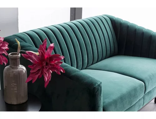 Asprey Elegance Kétszemélyes Bársony Kanapé Zöld Bordázott