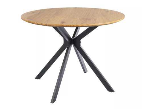 Aster Modern Kerek Tölgy Étkezőasztal Fekete Pókláb Vázzal ASTERDC100