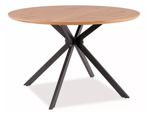 Aster Modern Kerek Tölgy Étkezőasztal Fekete Pókláb Vázzal ASTERDCFI120