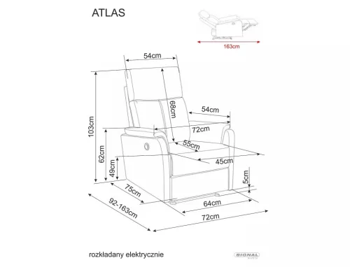 Atlas Raven Elektromos Relax Fotel Raven Szövet Sötét Bézs