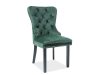 August Bluvel Chesterfield Bársony Étkezőszék Zöld Fekete Lábakkal