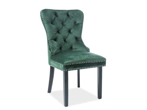 August Bluvel Chesterfield Bársony Étkezőszék Zöld Fekete Lábakkal