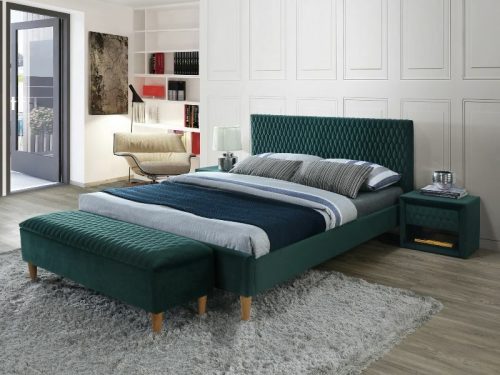 Azurro Velvet Luxus Bársony Franciaágy Zöld Steppelt Fejvéggel AZURROV180ZD